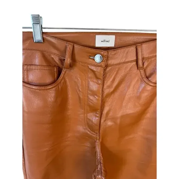ARITZIA WILFRED The Melina™ Pant High-waisted Vegan Leather Camel Brown Size 6 - Picture 4 of 9